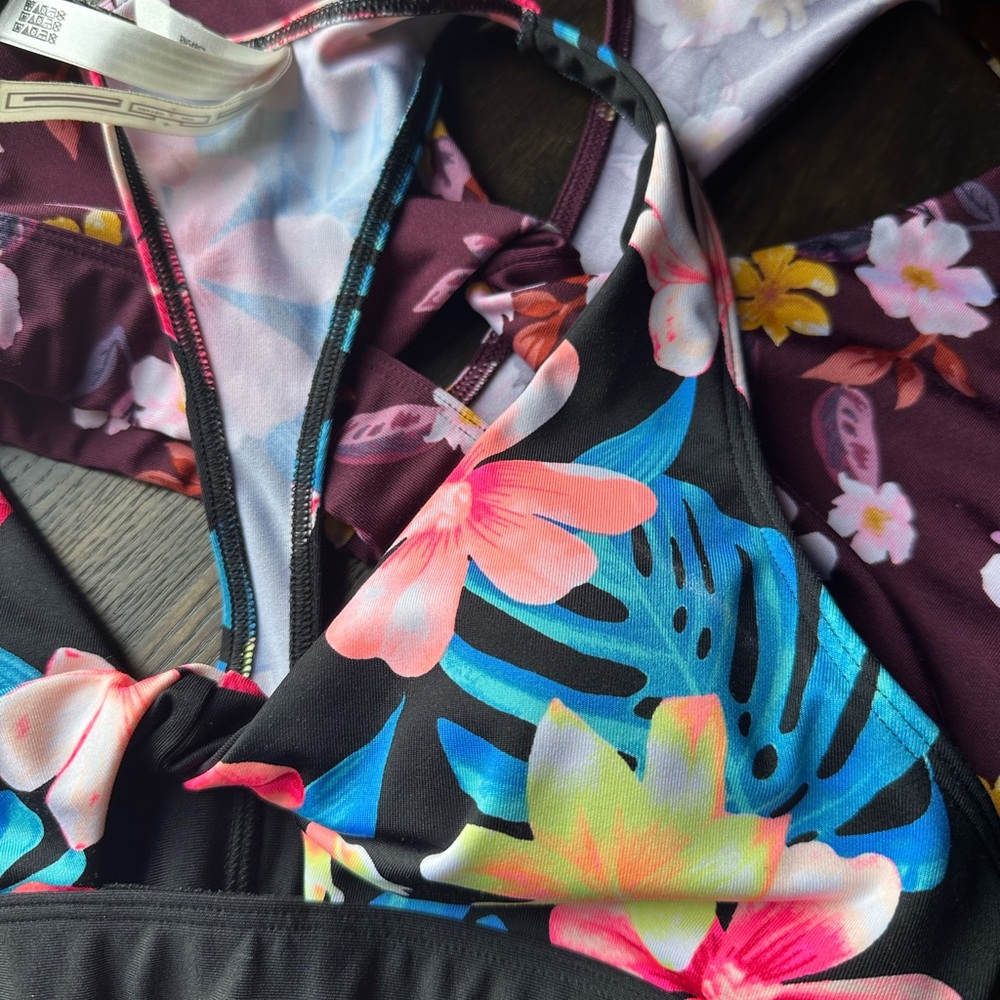2 PINK Victoria's Secret Floral Gym to Swim tops